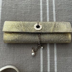 Chanel Vintage Gold Lizard Tube Flap Clutch